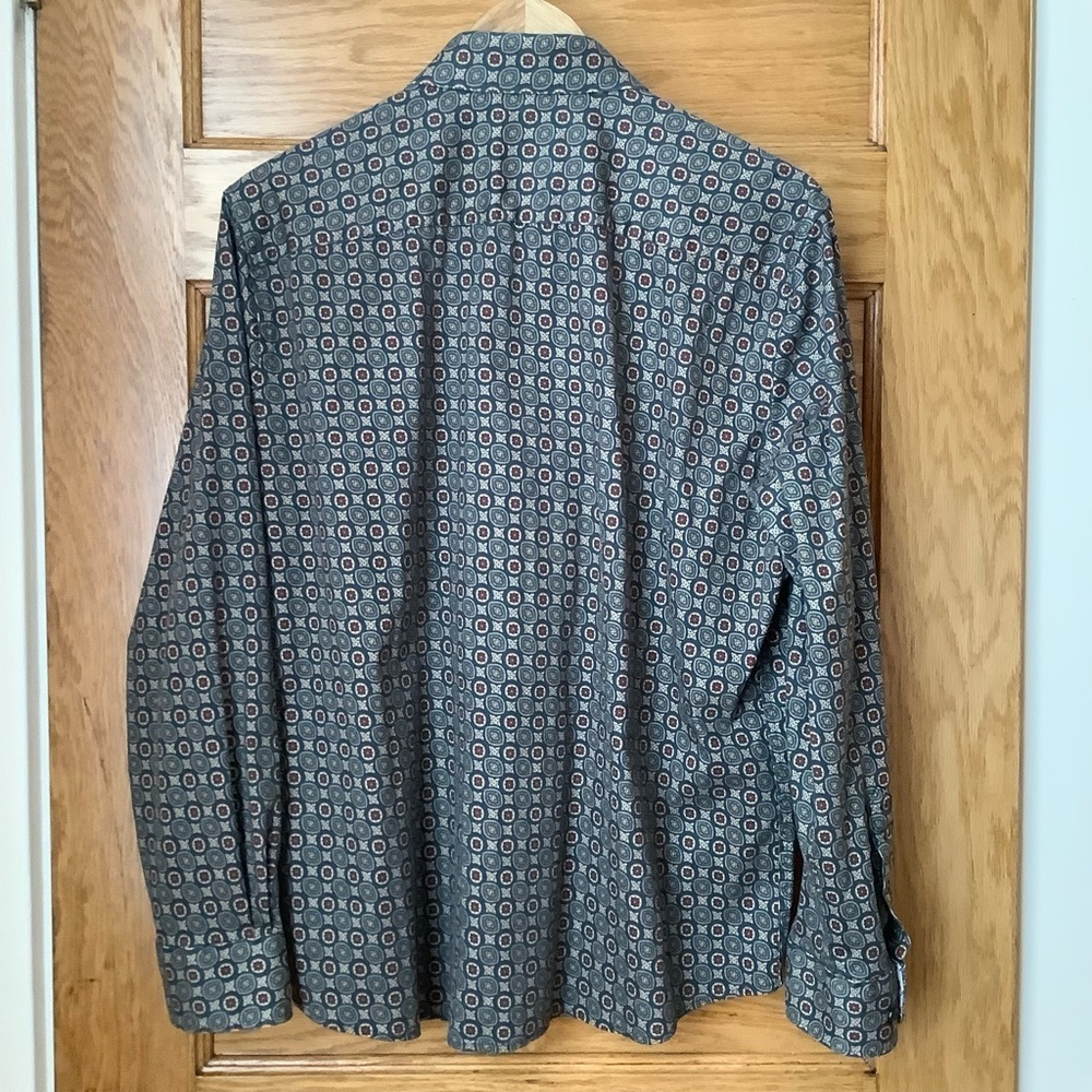 Daniel Hechter Paris Teal Geometric Printed 100% Cotton Shirt Size L - Picture 3 of 15